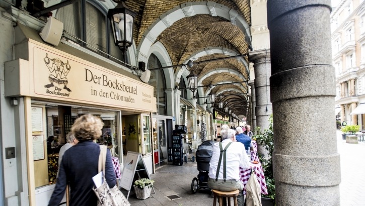 Bocksbeutel in den Colonaden